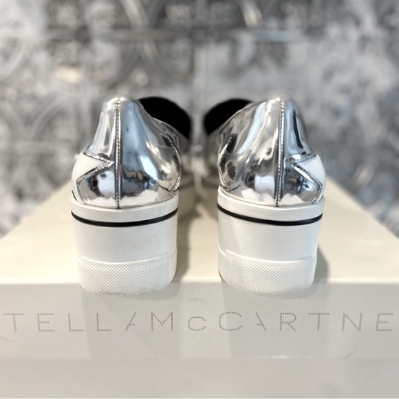 Stella McCartney Binx Metallic Star Platform Loafer Sneaker Indium/White Sz 5.5 - Picture 6 of 9